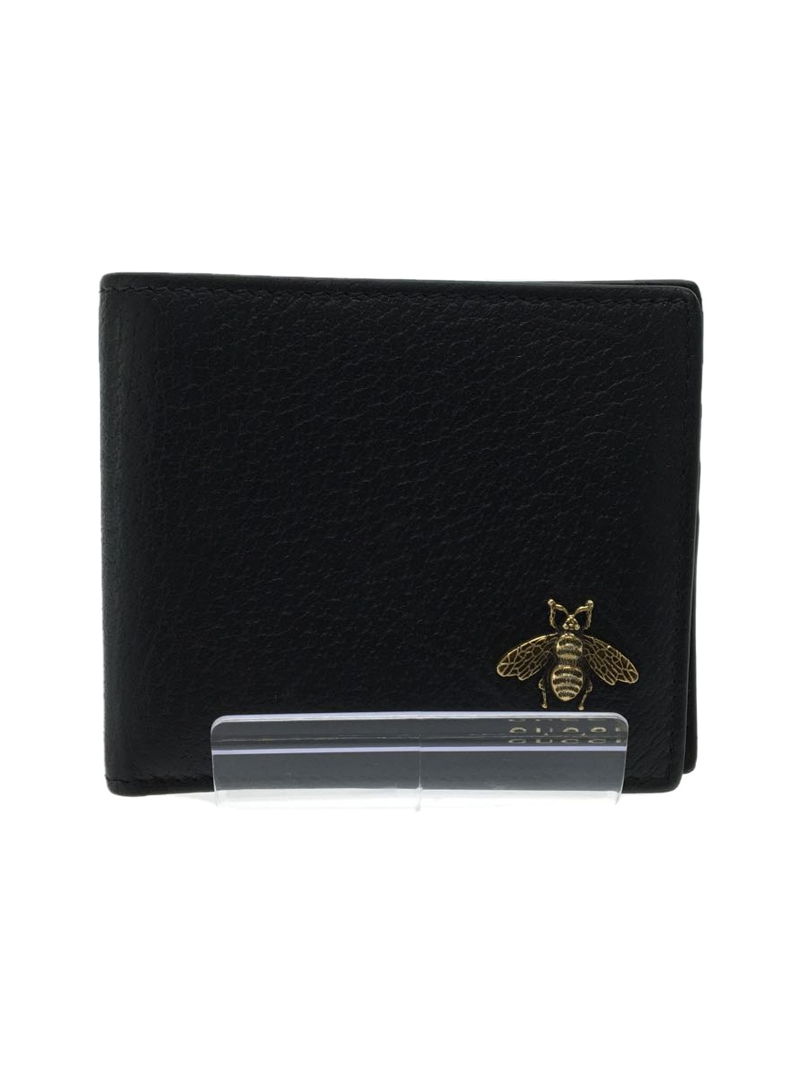 GUCCI◆アニマリエ/2つ折り財布/レザー/ブラック/523664/グッチ/メンズ