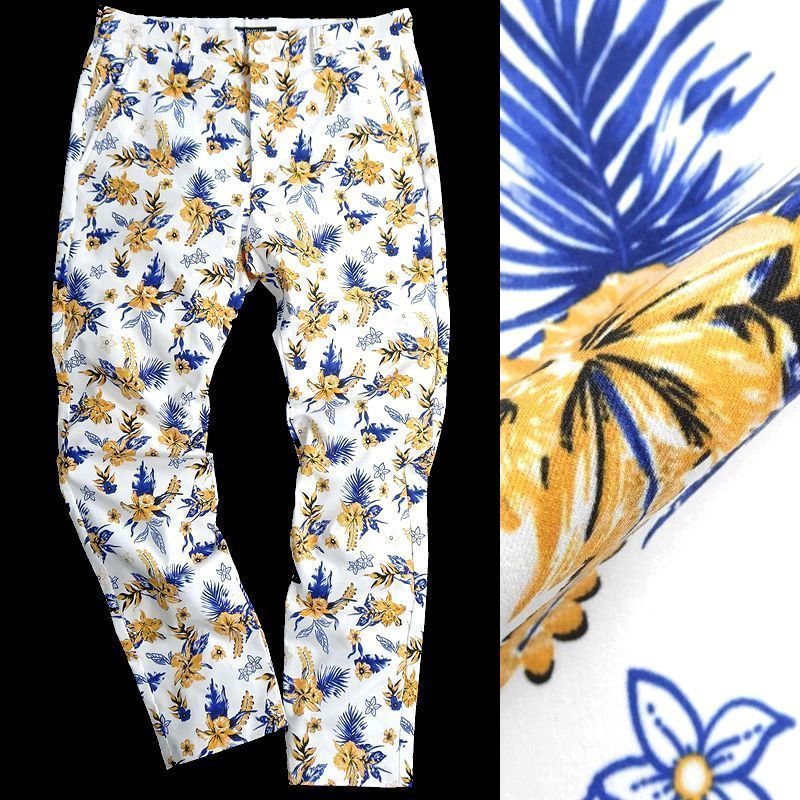 ■LOVELESS ラブレス 新品 定価1.9万 人気総柄シリーズ ボタニカル柄 ストレッチ ノータック パンツ スラックス 365 02 L ▲010▼bus3434f
