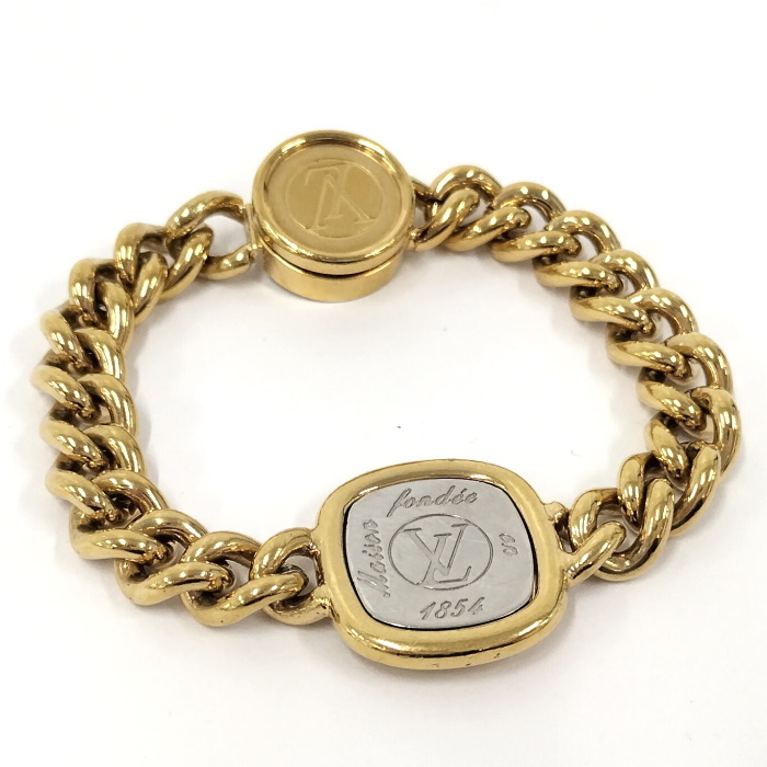 中古】LOUIS VUITTON ID LV ブレスレット チェーンブレス メッキ  