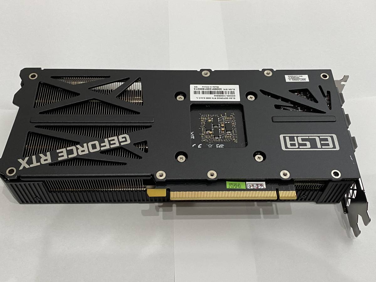 ELSA製 GeForce RTX 3060 S.A.C/L GD3060-12GERSH LHR仕様 12GB ①