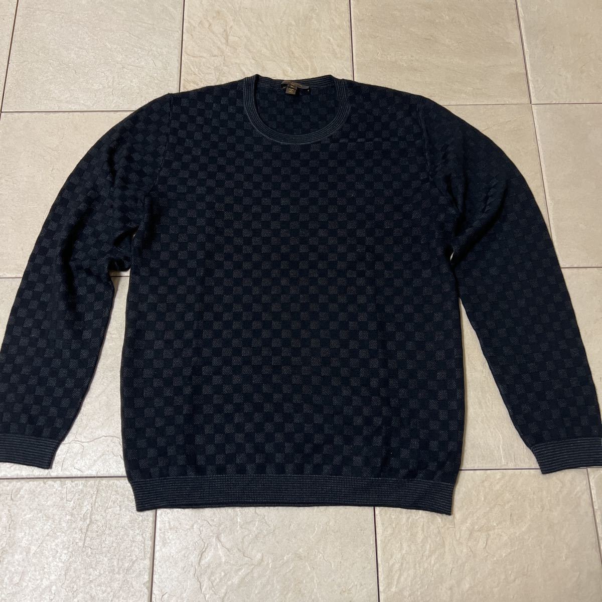LOUIS VUITTON ルイヴィトン ダミエ柄 カシミア&シルク ニット XL ルイ 