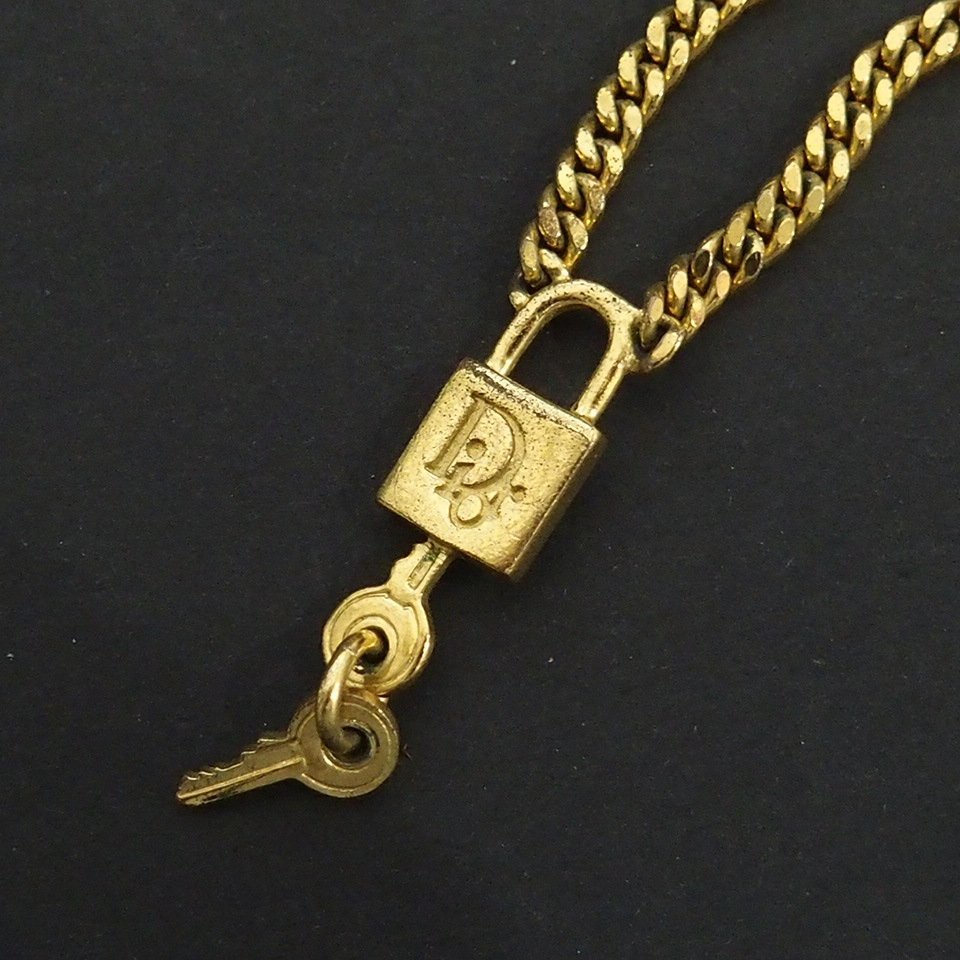 m001 C1 クリスチャン・ディオール カデナ&キー ゴールドネックレス