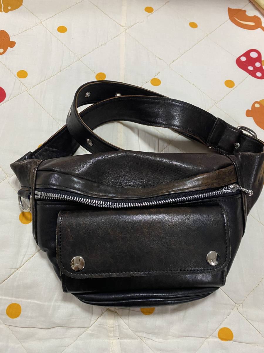 neon leather garment ウエストポーチ NEON LEATHER GARMENT レザー ウエスト ポーチ ブラック