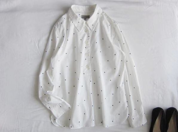 【超美品】マーガレットハウエル リネンドットブラウス Mサイズ ◇マーガレットハウエル MARGARET HOWELL ドット柄 ブラウス シャツ