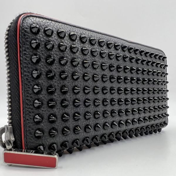【極美品】Christian Louboutin クリスチャンルブタン パネトーネ ブラック 黒 長財布 ラウンドファスナー スタッズ メンズ レディース 1円