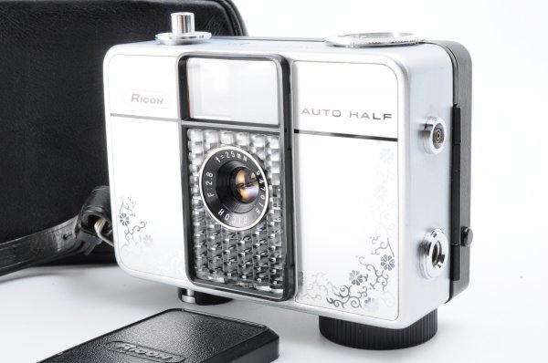 RICOH リコー AUTO HALF オートハーフ 25mm F2.8 ハーフ フィルム カメラ フラワーデザイン レンズキャップ ケース付 レトロ Ke-2H