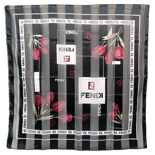 1JS FENDI フェンディ シアー シースルー ストライプ チューリップ柄