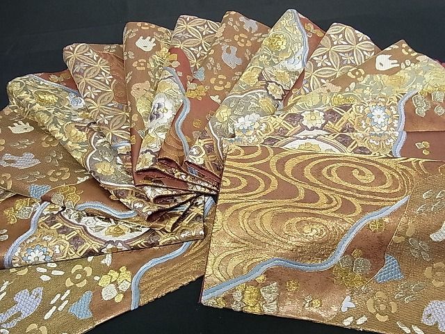 平和屋着物□極上 袋帯 総刺繍 道長吉祥花鳥文 金糸 逸品 ha3252 金糸