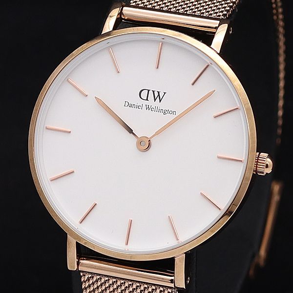 1円 稼働 美品 箱/保証書付 ダニエルウェリントン QZ DW00100163 32MM 白文字盤 ラウンド レディース腕時計 0022000KYM