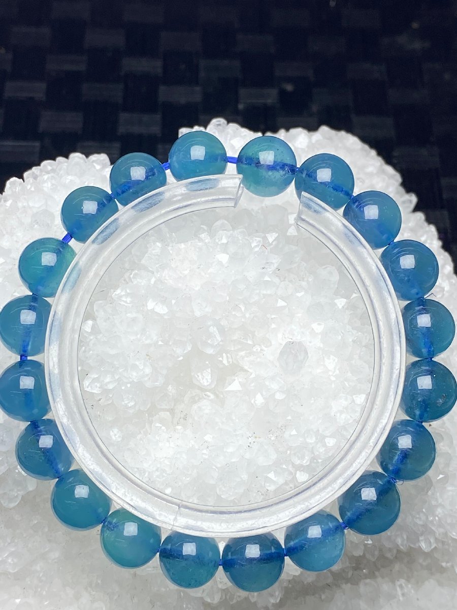 0924h411 天然水晶【65Aグリーンアクアマリン】ブレス 9.5-10mm（新品）