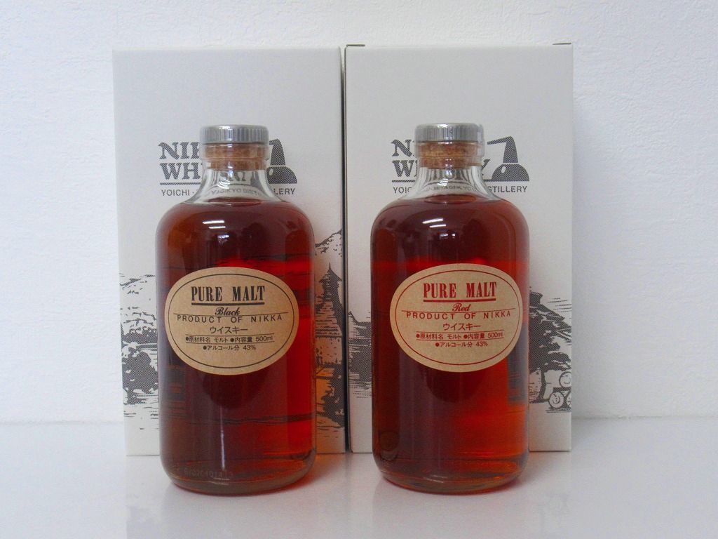蒸留所限定ピュアモルト　レッド　ブラック500ml 2本セット 2本set ニッカウヰスキー 蒸留所限定 ピュアモルトウイスキー