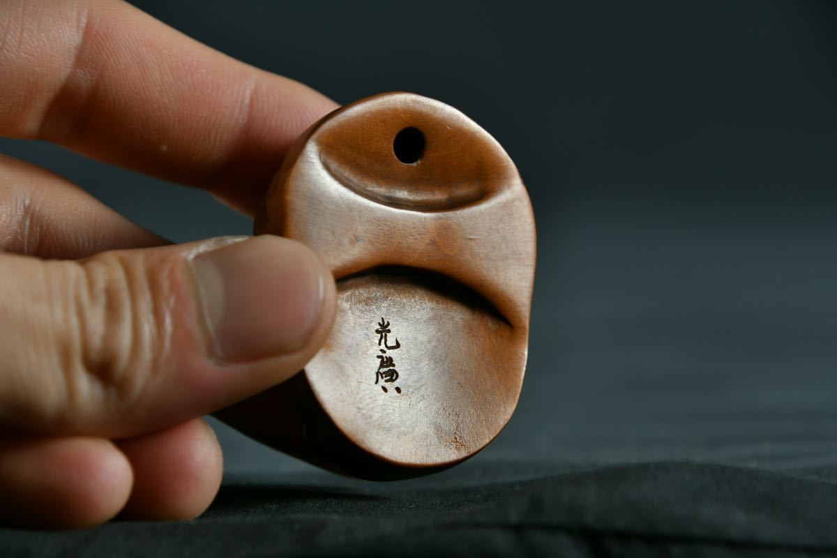 【古美術】面 根付 Netsuke 精密 彫刻 超絶技巧 彫塑 提げもの 提物 形彫 憤怒 怒り おもて 顔