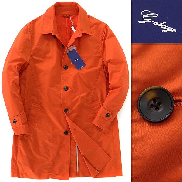 新品 ジーステージ 撥水 ストレッチ ステンカラー コート 48(L) 橙