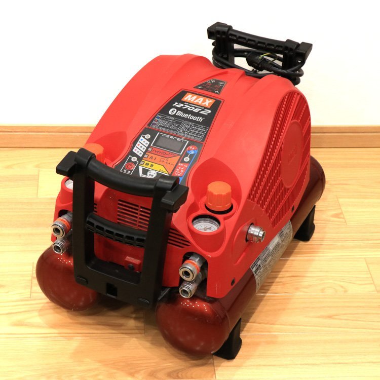 【1円/美品】マックス MAX エアーコンプレッサー AK-HH1270E2 タンク容量11L 高圧エア取出口計4か所 通電確認済