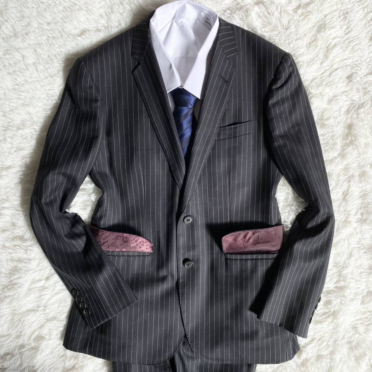 極美品 paul smith テーラードジャケット 総裏地 M相当 紺 灰色 赤 極 