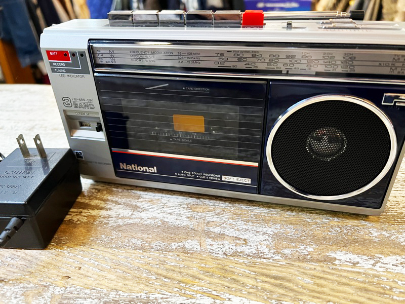 通電 動作確認済み レトロ National/ナショナル RX-1830 ラジオカセットレコーダー FM-MW-SW 3バンド 純正アダプター付き 良品★