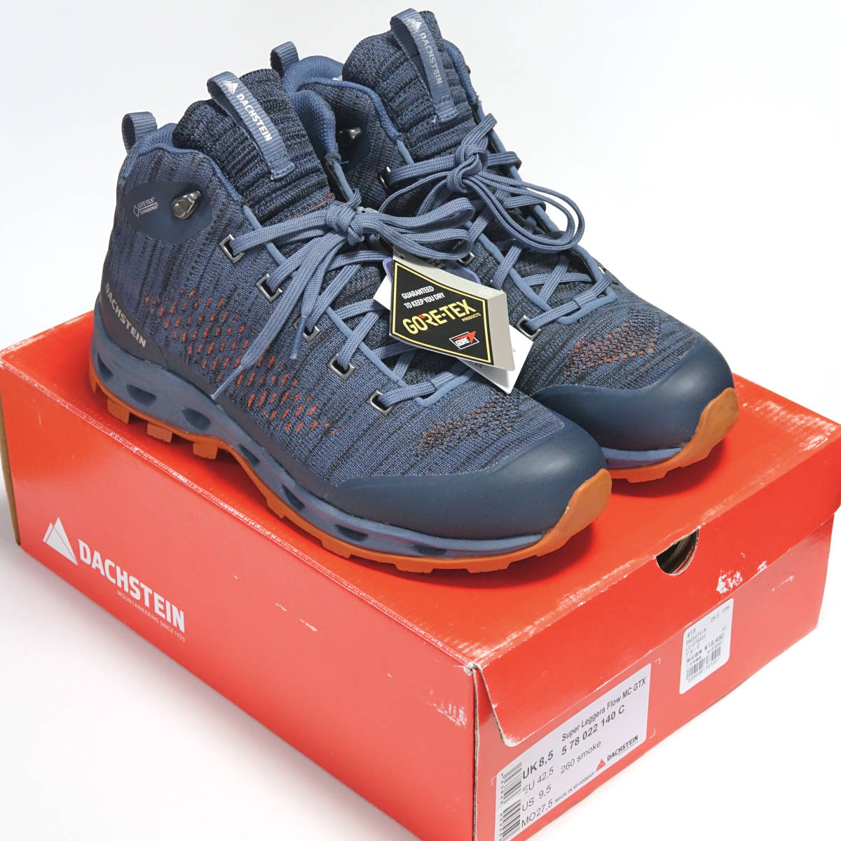 新品 DACHSTEIN GORE-TEX 超軽量トレッキングシューズ US9.5 EU42.5 MO27.5 ダハシュタイン ゴアテックス 防水 透湿 ブル－グレー