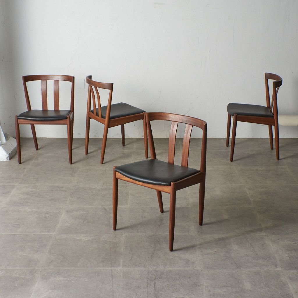 IZ64274F★4脚セット デンマーク 製 ダイニングチェア 北欧 ヴィンテージ チェア 食卓 椅子 ナチュラル シンプル 無垢材 ビンテージ モダン