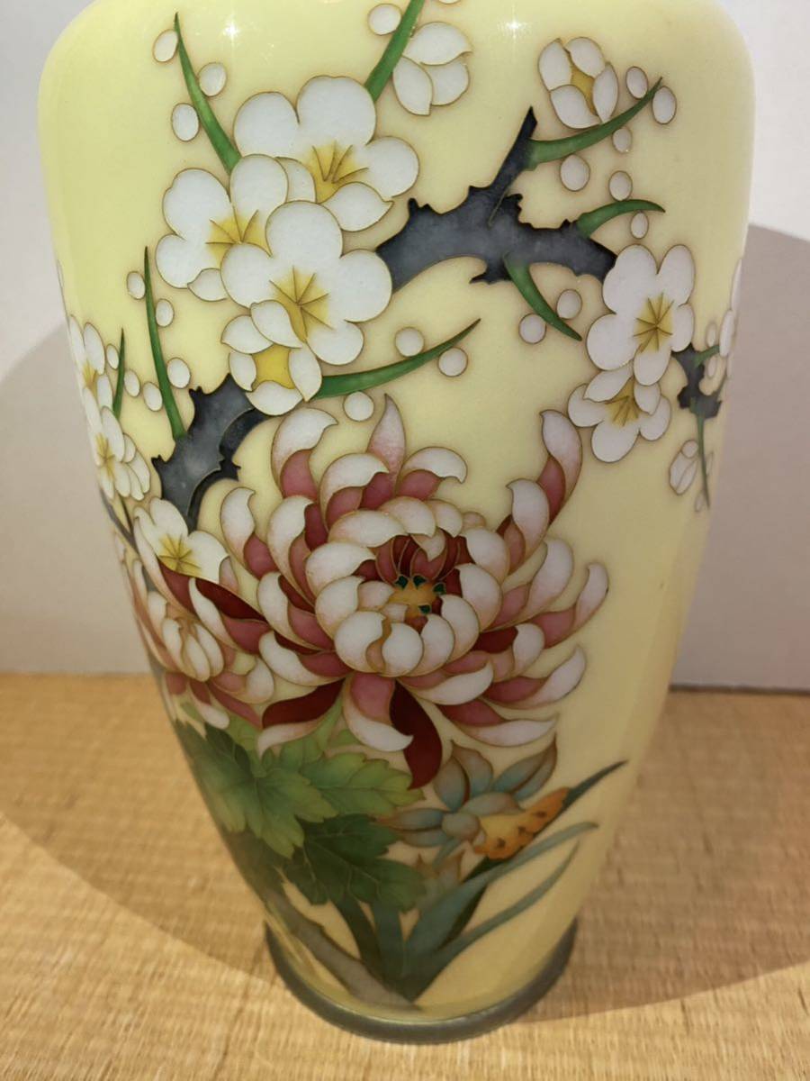 四君子模様　七宝焼き花瓶 尾張七宝 3寸玉形 四君子赤透け花瓶 一輪挿し・花瓶・花器 三代目加藤