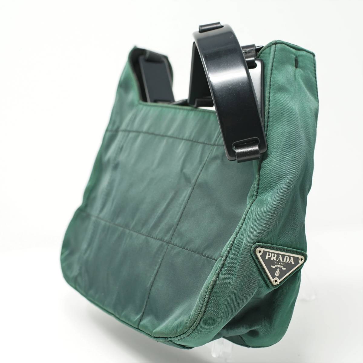 プラダ PRADA ダークグリーン B8326 ハンドバッグ ナイロン 三角 