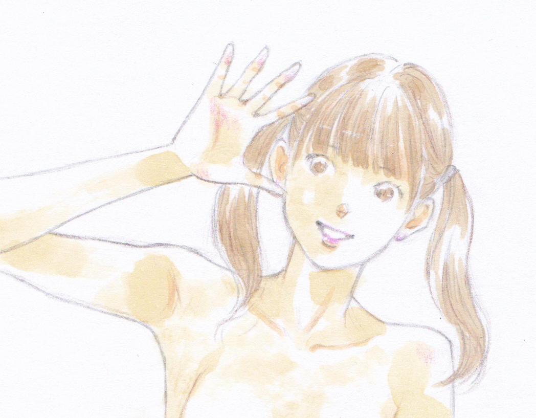 vivi 手描きイラスト「Venus105」女の子 美女 ツインテール ビーチ