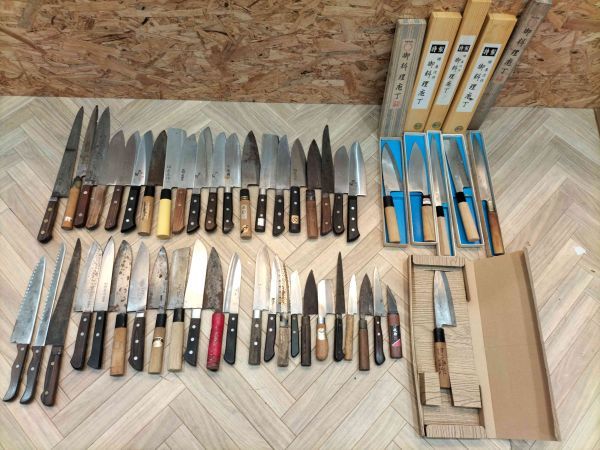 ■包丁 和包丁 洋包丁 出刃包丁 三徳包丁 料理包丁 ステンレス 成國 秀元 関孫六 龍王 宗房 克弘 堺 まとめて49本セット ジャンク品■Y