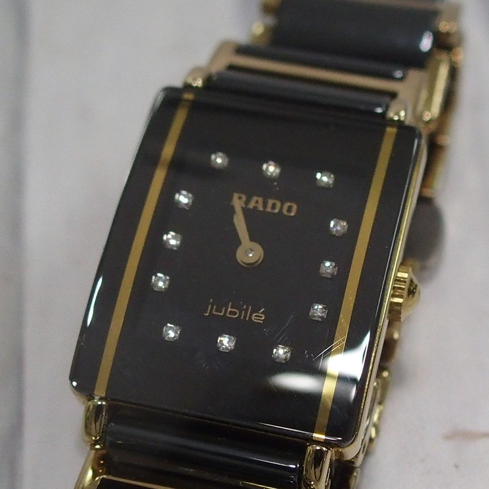 m002 H3【RADO ラドー jubile 153.0383.3 ダイヤスター GP ブラック文字盤 QZ レディース腕時計 電池切れ】 30