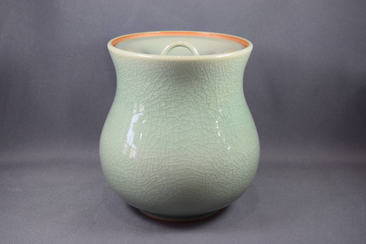 紀州 瑞芝焼 五代 阪上瑞雲作 青磁 水指 茶道具 共蓋 共箱 Yahoo