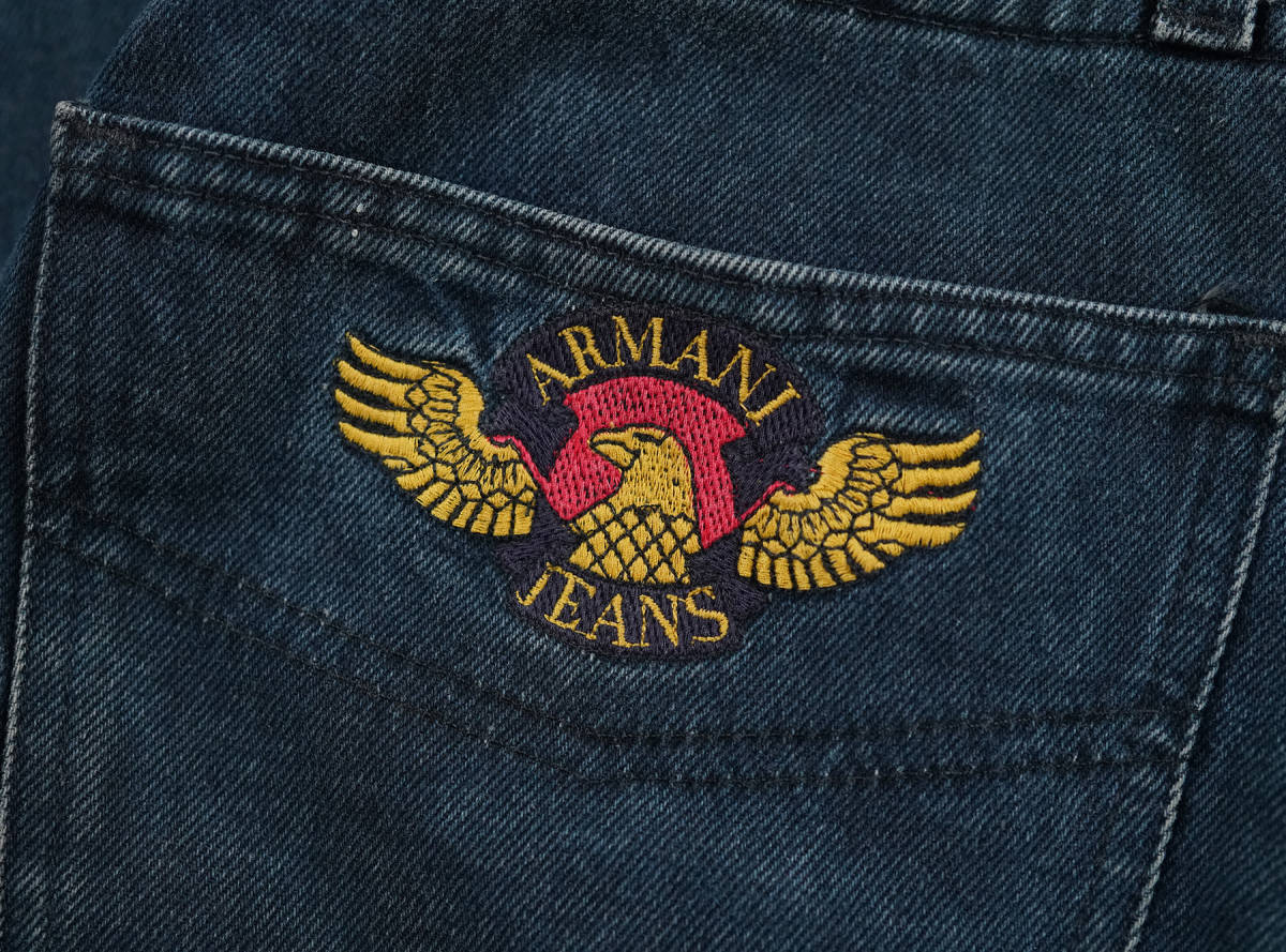 イタリア製 90s ARMANI JEANS 刺繍デザイン デニム パンツ スリム 