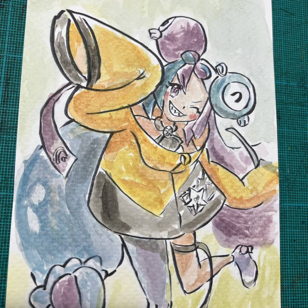 ポケモン】ナンジャモを水彩絵の具で描いてみました【アナログイラスト
