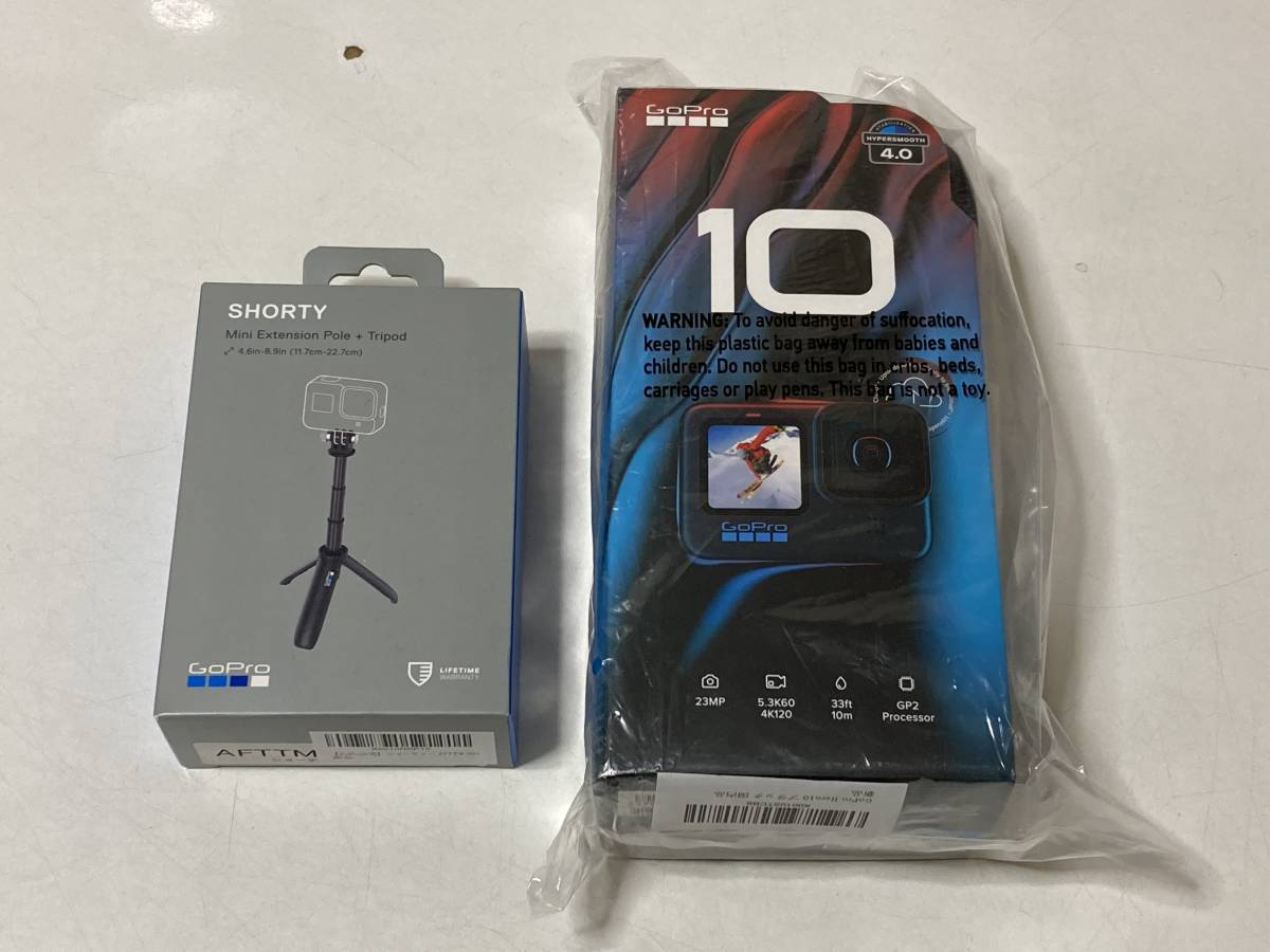 【送料無料】【未使用品】 gopro hero10　Black　+　Shorty（携帯用の三脚付きミニ延長ポール）　