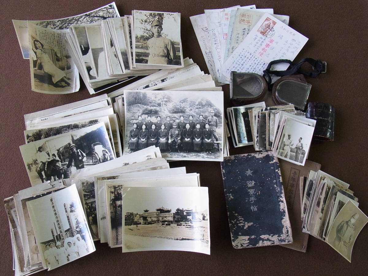 ＊戦前/バラ古写真215枚【満洲営口 熱河地区派遣隊軍人/個人所有品など】満州風景/従軍看護婦/ゴーグル/手帳など一括【追加画像あり】