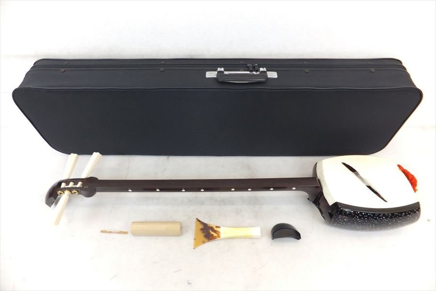 ▽ 不明 中棹 東さわりあり 三味線 中古 現状品 230405A1160