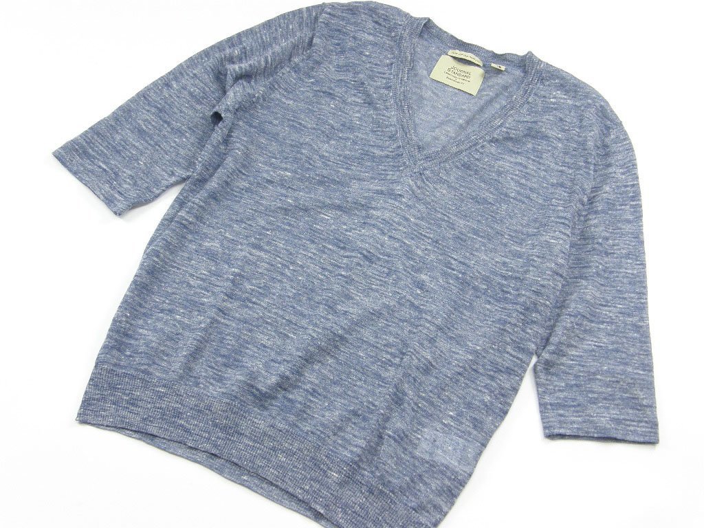 新品 JOURNAL STANDARD 【スラブガーゼ 6分袖 サマーニット】 メランジ ネイビー 夏 L 定価１万２１００円 344683 ジャーナルスタンダード