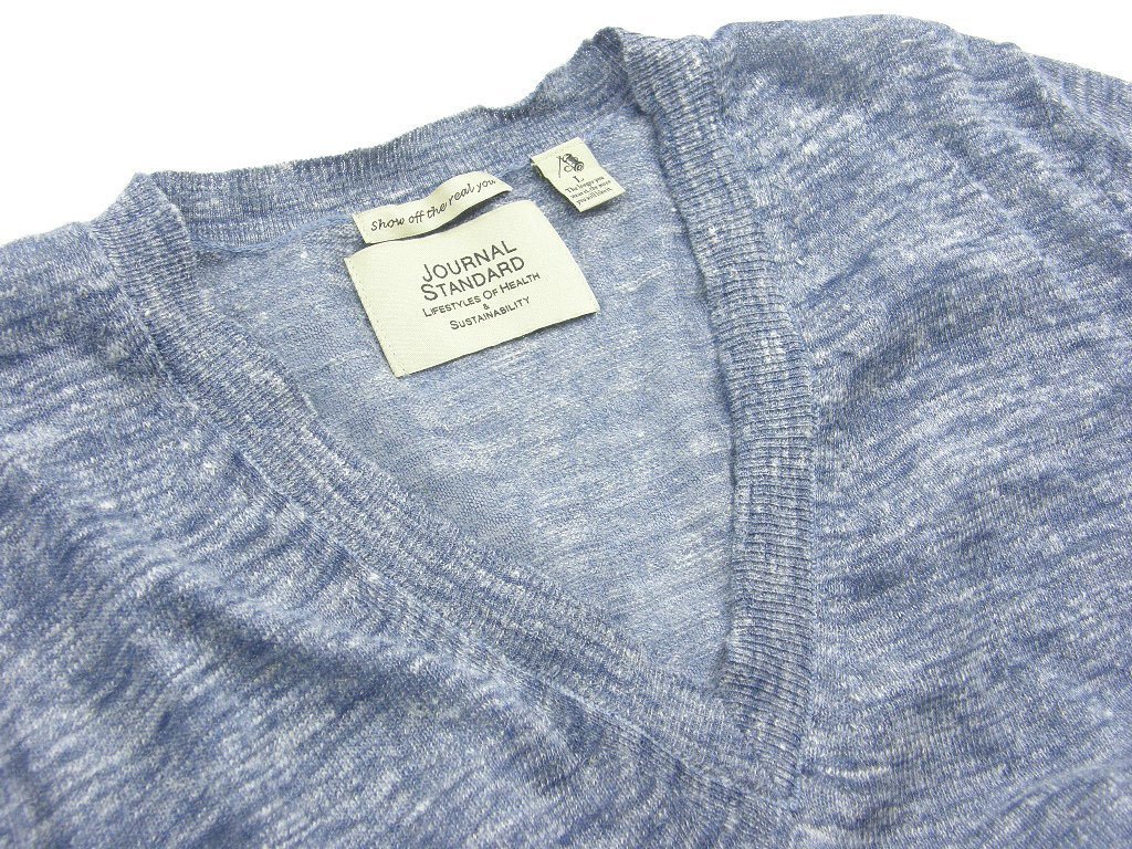 新品 JOURNAL STANDARD 【スラブガーゼ 6分袖 サマーニット】 メランジ ネイビー 夏 L 定価１万２１００円 344683 ジャーナルスタンダード