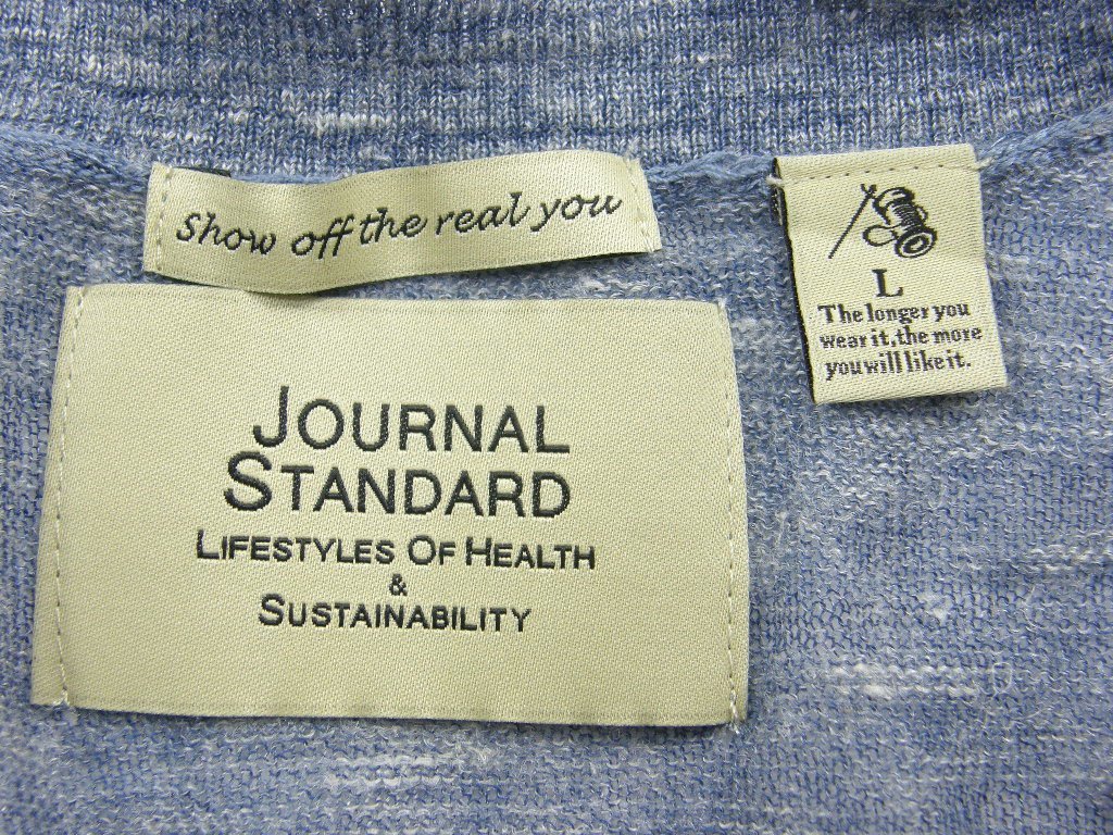 新品 JOURNAL STANDARD 【スラブガーゼ 6分袖 サマーニット】 メランジ ネイビー 夏 L 定価１万２１００円 344683 ジャーナルスタンダード