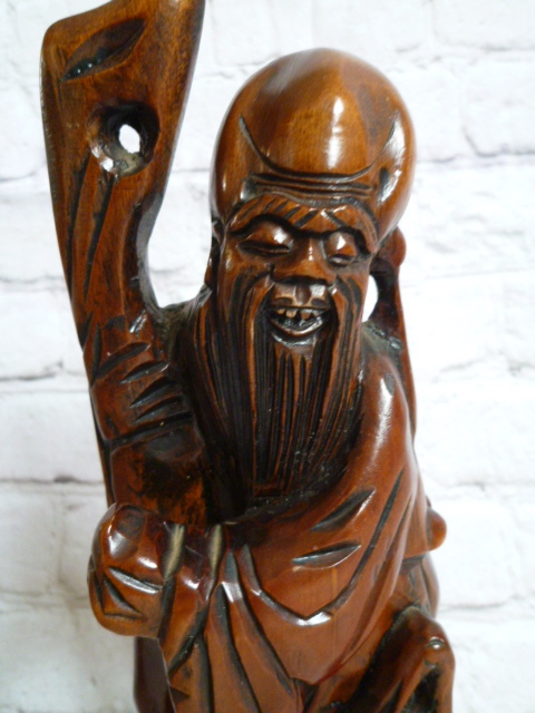 木彫寿仙人唐木黒檀年代物