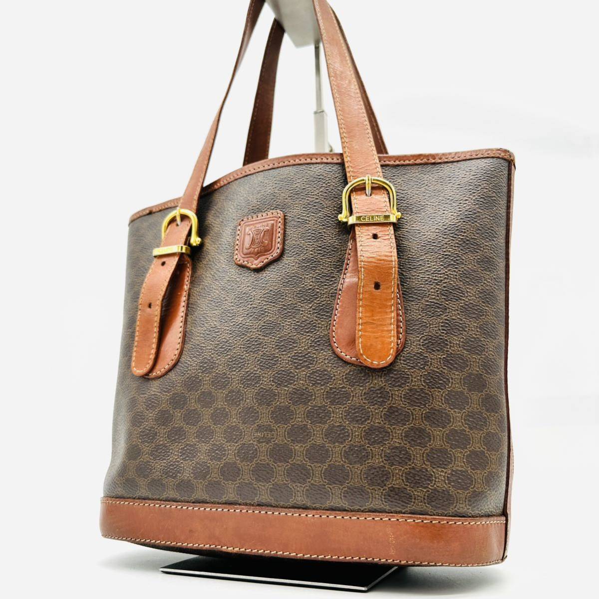 CELINE セリーヌ バケツ型 トートバッグ ショルダー マカダム ブラゾン