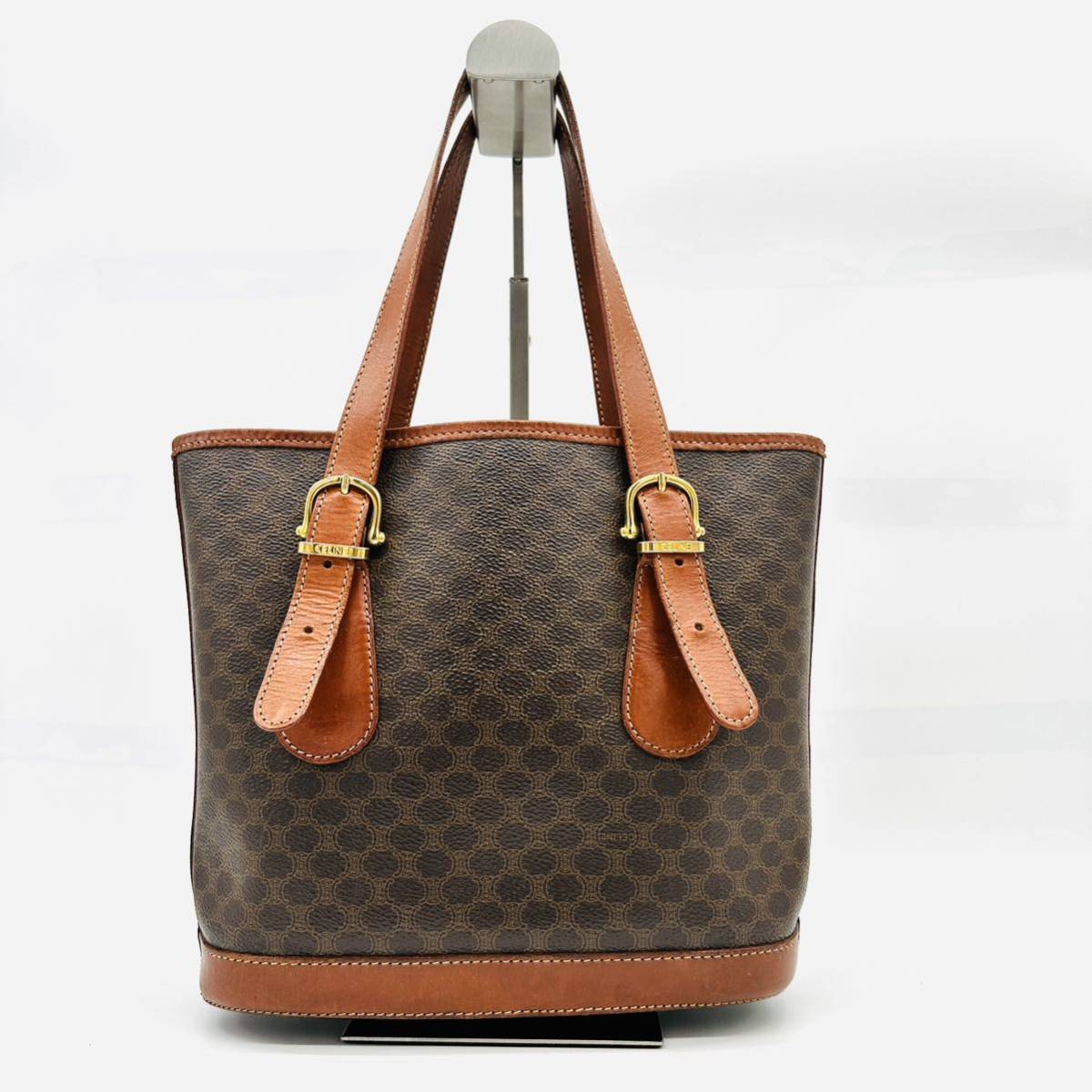 CELINE セリーヌ バケツ型 トートバッグ ショルダー マカダム ブラゾン
