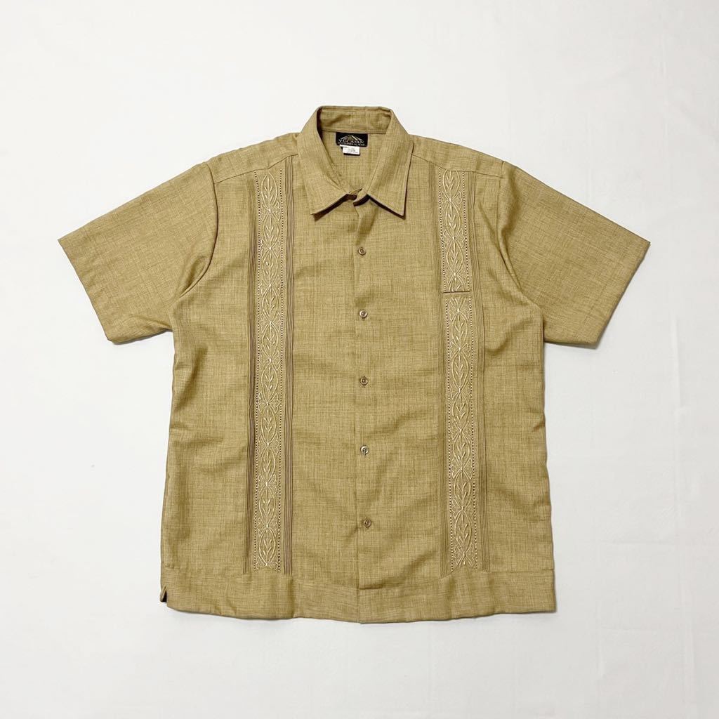 YUCATAN メキシコ製 シルク×リネン 刺繍デザイン 半袖シャツ キューバシャツ 
