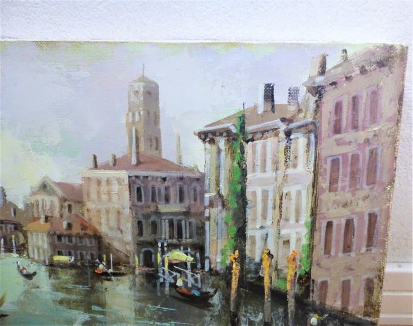 z1# 雪永幸美 作「ベネツィア」油彩画 ガラス額装 肉筆 油絵 #427-4