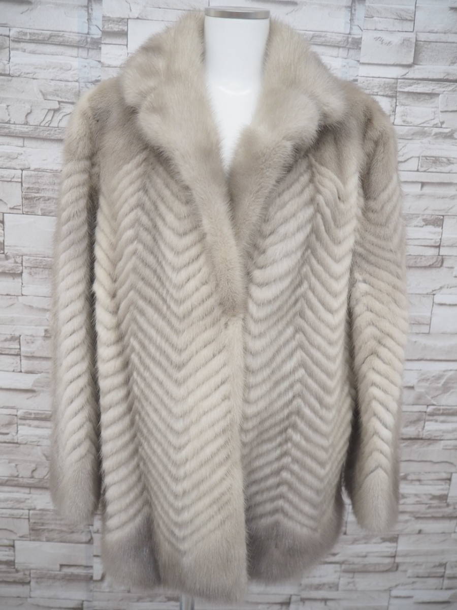 ■サファイアミンク■ハーフコート■着丈70㎝■15号■