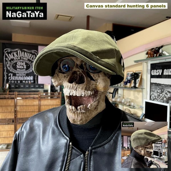 ストリート系 GENTLY キャンバス スタンダード ハンチング 6パネル 約59〜60cm ツバ裏平ゴム付 オリーブ