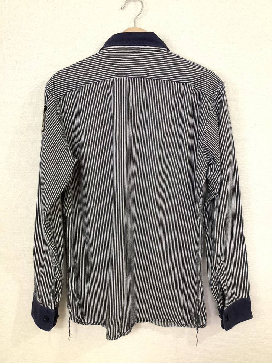 STUDIO D'ARTISAN ストライプデニムシャツ Lサイズ STUDIO D'ARTISAN ステュディオダルチザン デニムシャツ 44