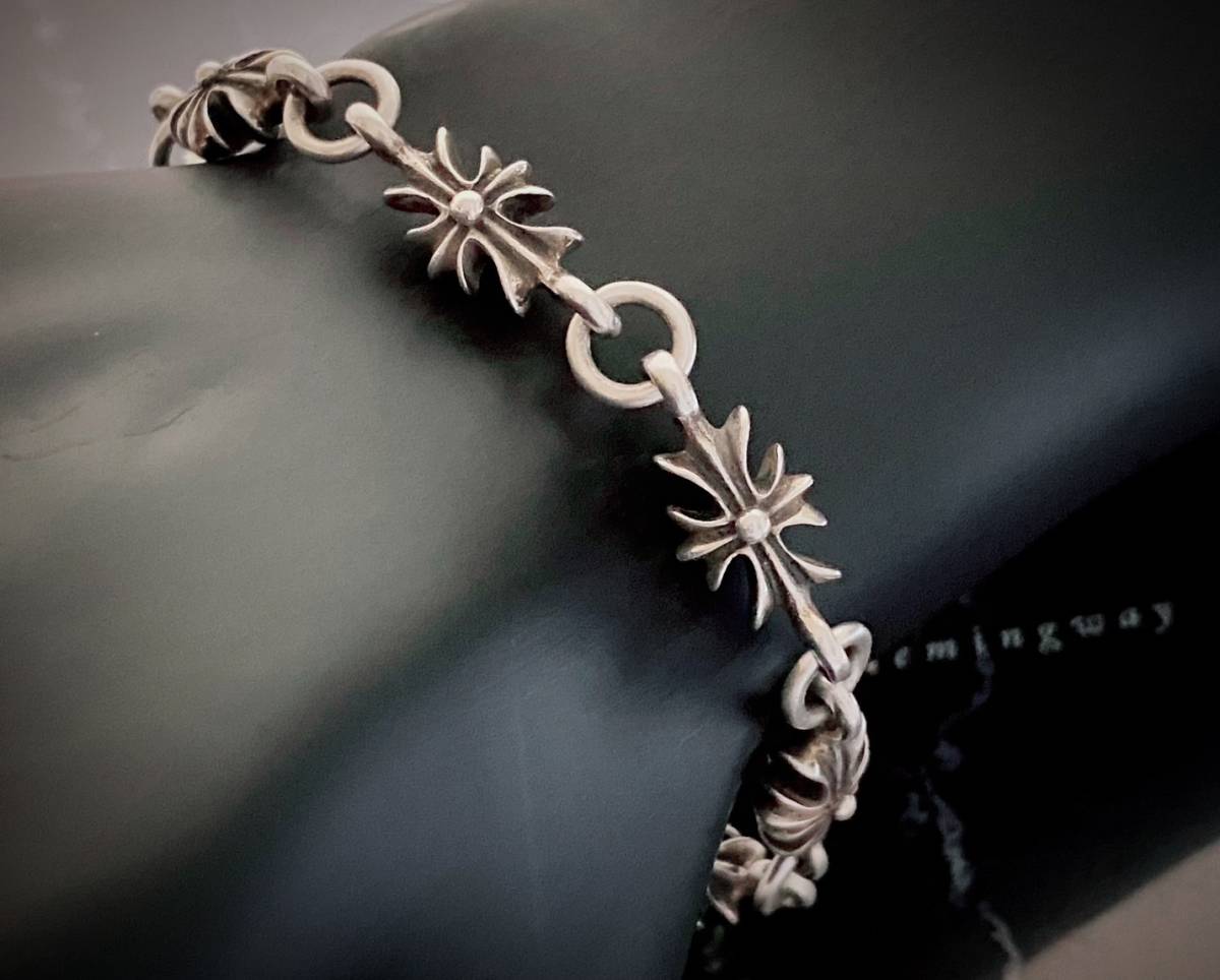 vintage silver925 クロスチェーンブレスレット ジルコニア Vintage