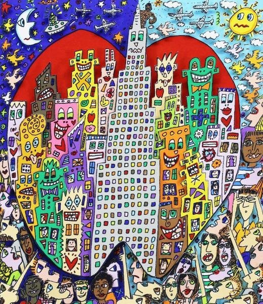 真作】【WISH】ジェームス・リジィ James Rizzi「THE BIG APPLE IS BIG