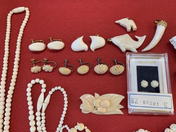 ☆象牙調 象牙風 アクセサリー まとめて15点 約136g イヤリング 