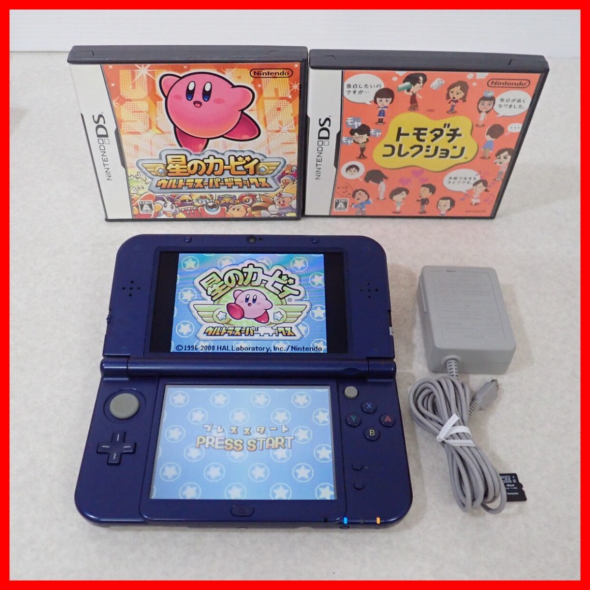 動作品 Newニンテンドー3DSLL メタリックブルー 本体 + ソフト 星のカービィ ウルトラスーパーデラックス 等 2本 まとめてset Nintendo【10