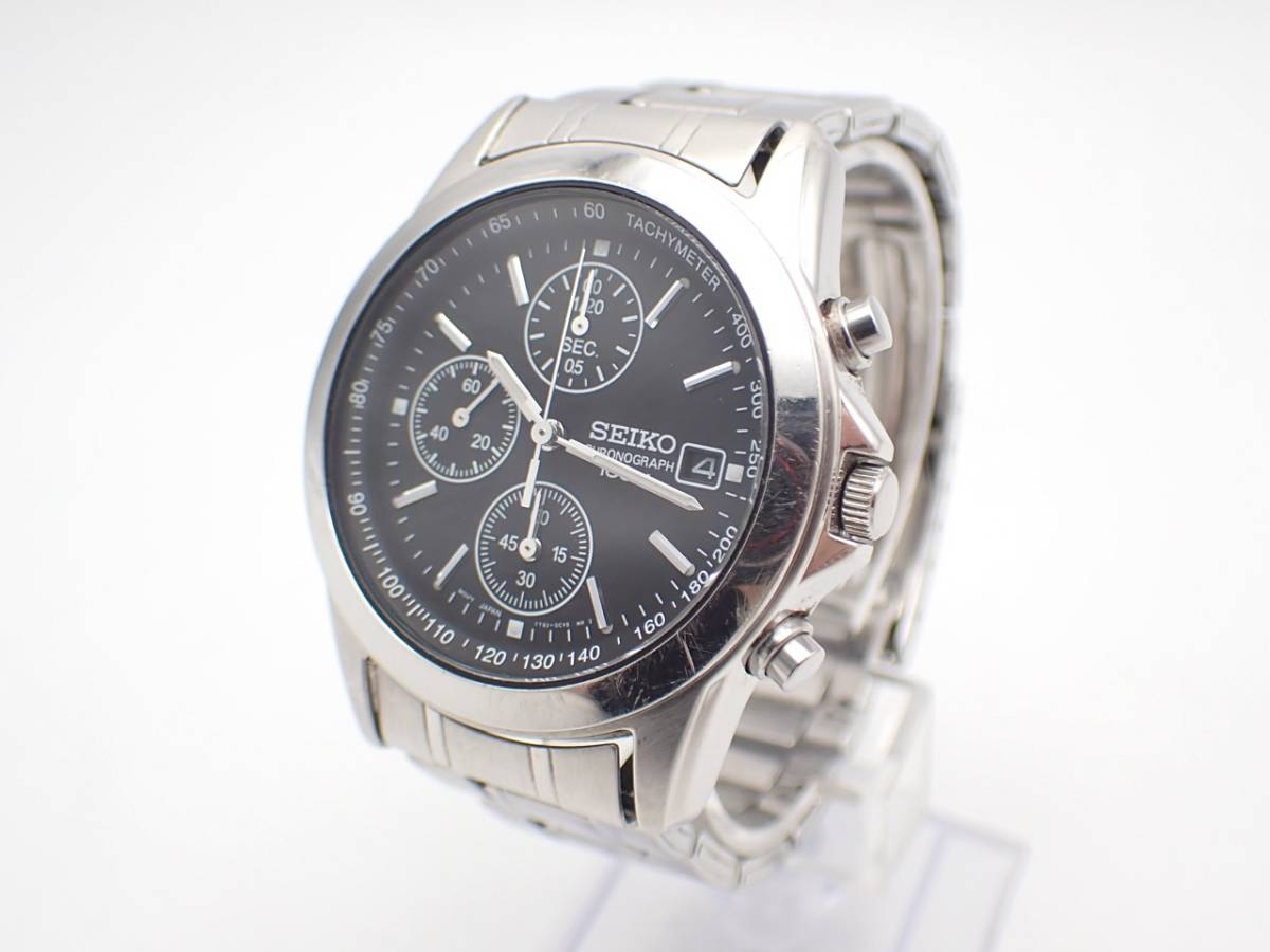 1円 SEIKO セイコー クロノグラフ CHRONOGRAPH 100M 7T92-0CW0 腕時計 