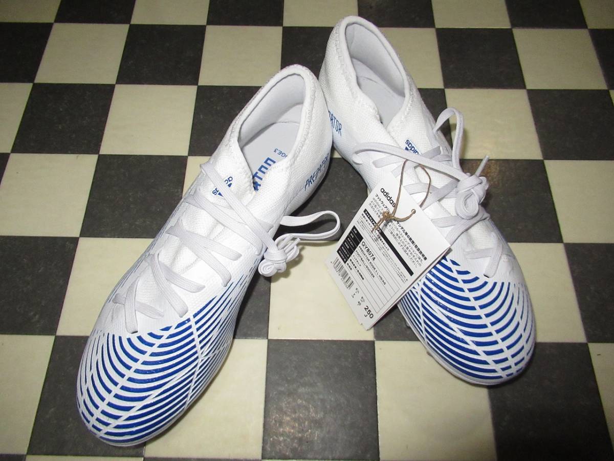 ★アディダス★新品　プレデター エッジ.3 L HG/AG　25ｃｍ　フットウェアホワイト/ハイレゾブルー/フットウェアホワイト